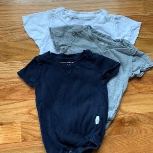 Set of 3 Burt’s Bees Vneck Onesies